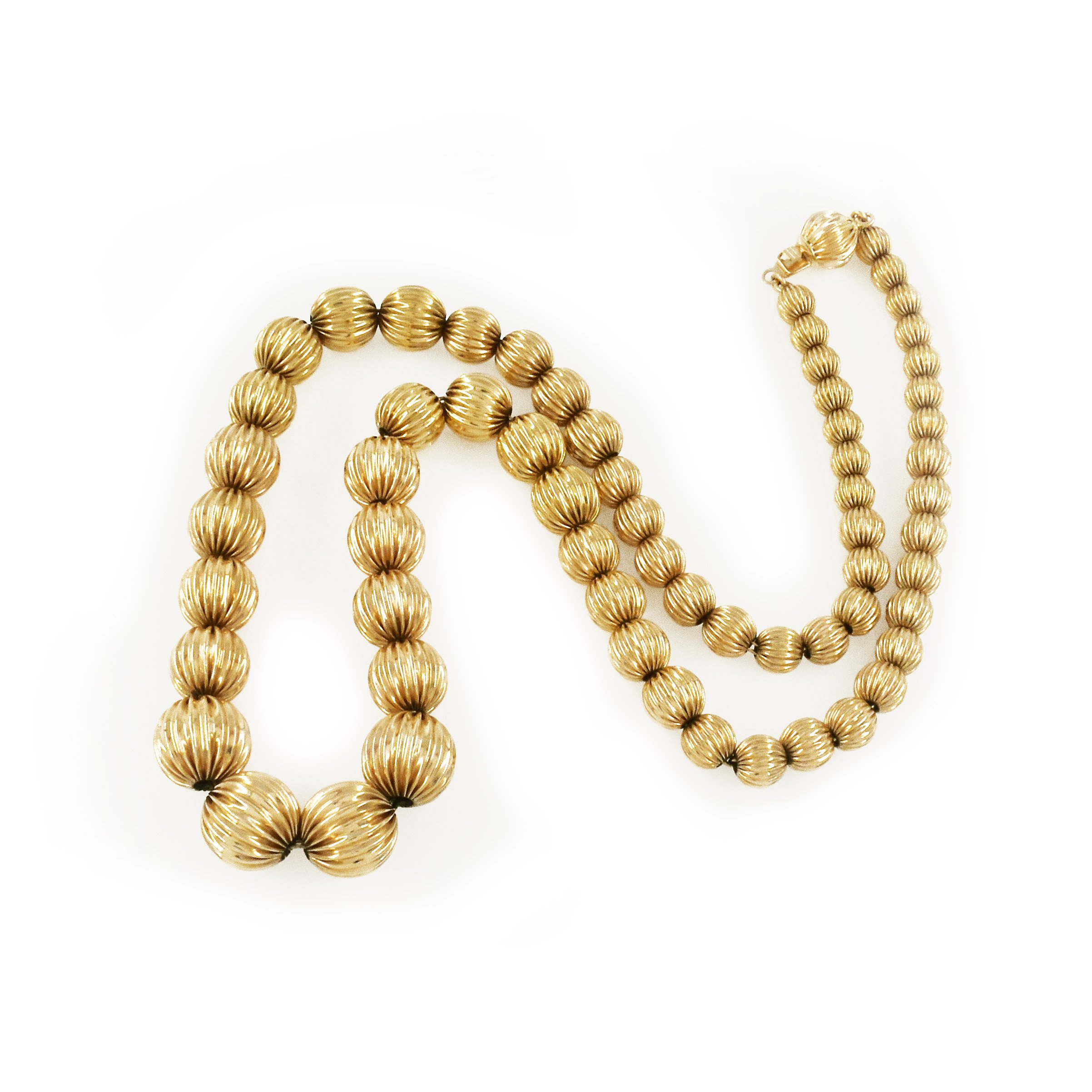 Gold bead necklace