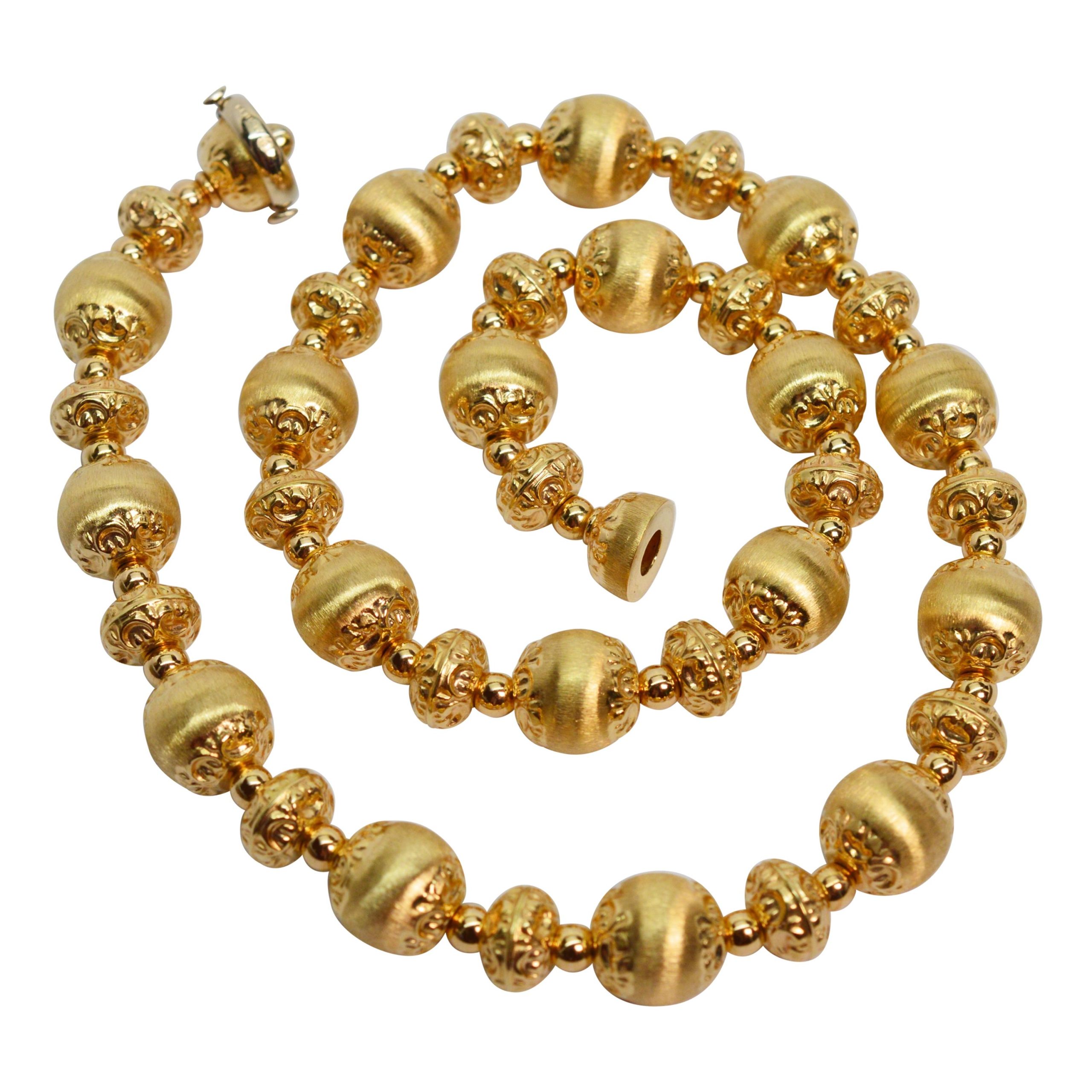 Gold bead necklace