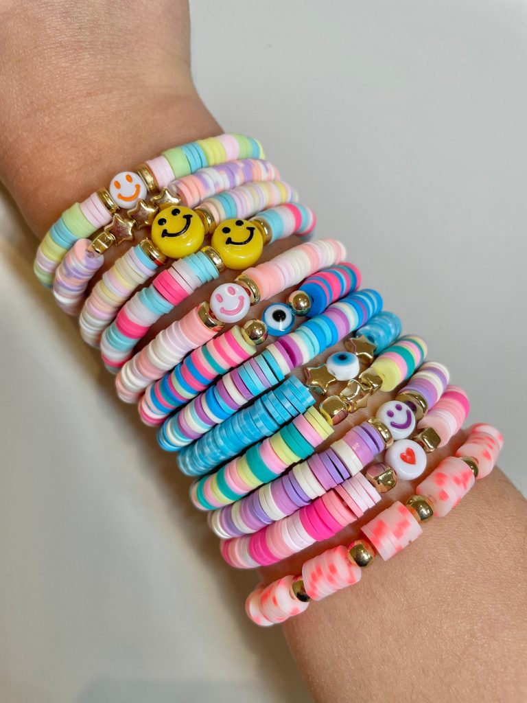 Flat clay bead bracelet ideas