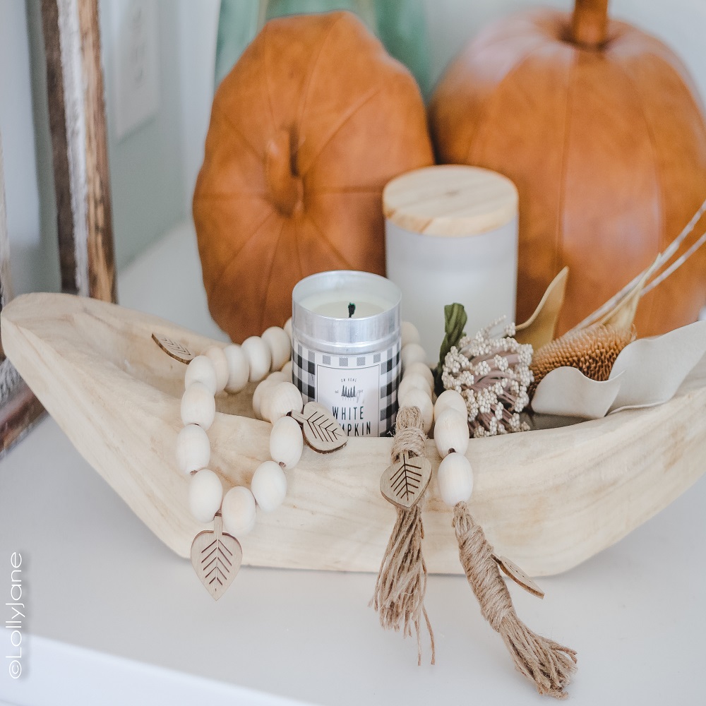 how to decorate with wooden bead garland