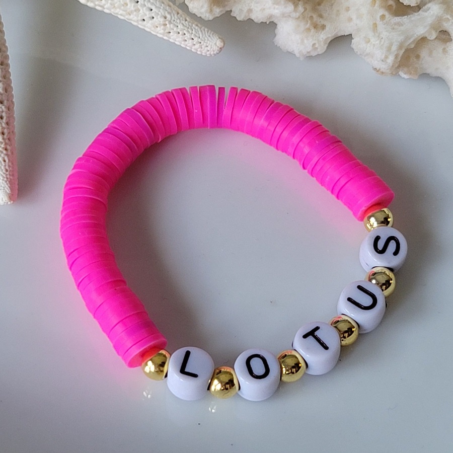 clay bead bracelet ideas pink