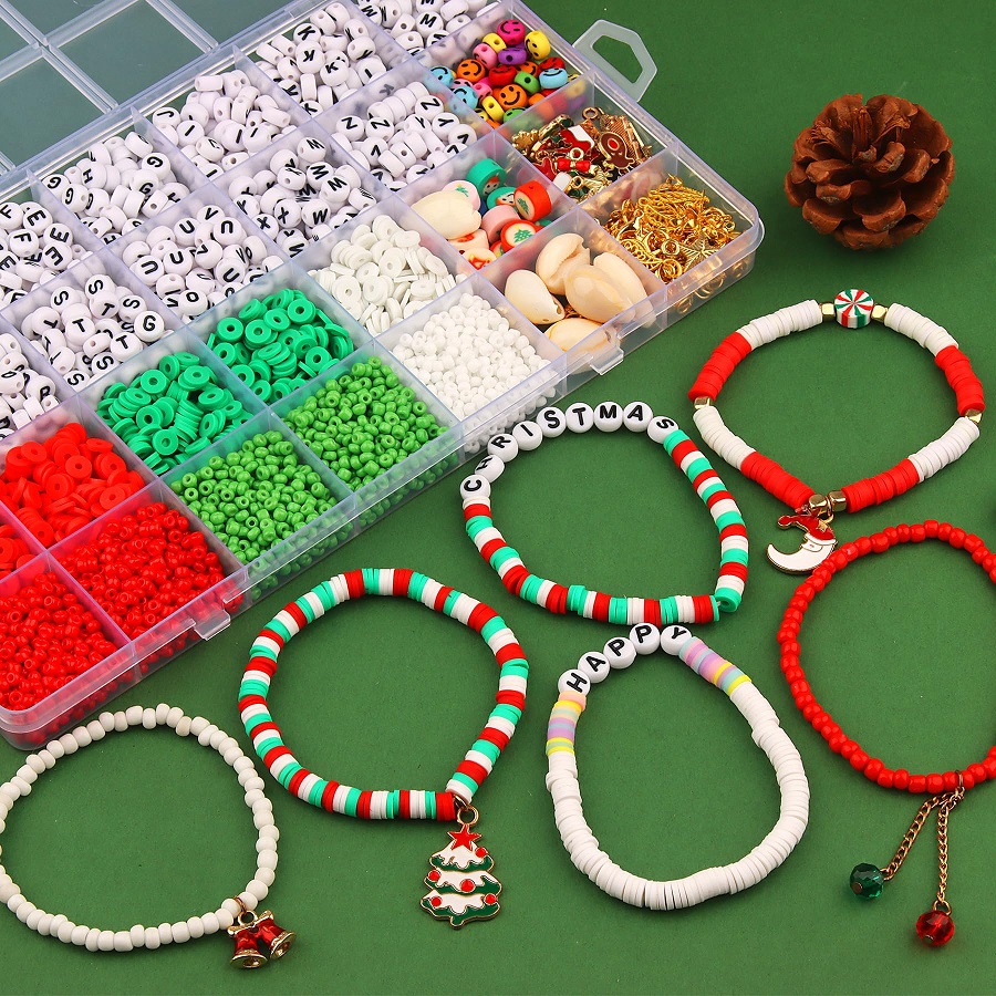 Christmas clay bead bracelet ideas