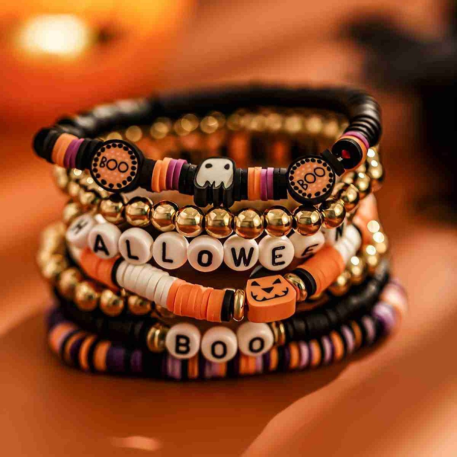 Halloween clay bead bracelet ideas